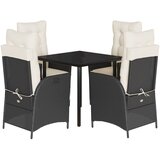  5-dijelni vrtni blagovaonski set s jastucima od poliratana crni Crna 80 x 80 x 74 cm | shoptok.hr