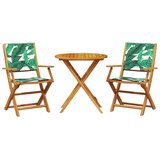  3-dijelni bistro set od tkanine i masivnog drva uzorkom lišća | shoptok.hr
