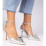 Gemre Silver slingback stilettos embellished with zirconia Isoda | ePonuda.com