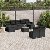 vidaXL 10-dijelni set vrtnih sofa s jastucima crni od poliratana | shoptok.hr