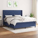  Box spring postelja z vzmetnico modra 160x200 cm blago, (20895636) Cene