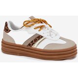 Boto Womens Platform Sneakers With Double Lacing Leopard Print White Niteria | Shoptok.si