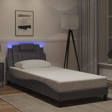 Maison Chic Posteljni okvir - Enojna postelja - Postelja za odrasle z LED lučkami siv 90x200 cm umetno usnje, (21697049) | Shoptok.si