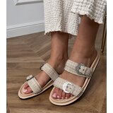 D/CEO Beige sandals with straps and rhinestones on buckles Lalis Cene