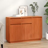 Ormarić Komoda Voštano smeđa 110 x 34 x 75 cm Masivna borovina | shoptok.hr