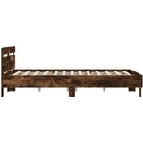 vidaXL Posteljni okvir z vzglavjem dimljen hrast 140x200 cm inž. les | Shoptok.si