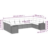  10-dijelni set vrtnih sofa s jastucima crni od poliratana | shoptok.hr