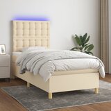 The Living Store Box spring postelja z vzmetnico LED krem 90x200 cm blago - Box Spring Postelja, (21517129) Cene