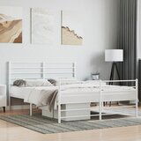Maison Chic Kovinski Posteljni okvir - Dvoposteljna postelja - Zakonska postelja z vzglavjem in vznožjem bel 140x190 cm, (21696412) | Shoptok.si