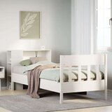 vidaXL Krevet s regalom z knjige bez madraca bijeli 100x200cm borovina | shoptok.hr