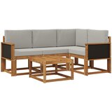  Set vanjskih sofa 5 kom. Prirodna i svjetlosiva Poliester Smeđa 59 x 59 x 37 cm | shoptok.hr