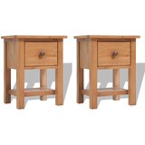 The Living Store Nočna omarica 2 kosa 36x30x47 cm trdna hrastovina - Nočna Omarica, (21433487) Cene
