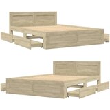  Okvir za krevet s uzglavljem boja hrasta 120x200 cm drveni | shoptok.hr
