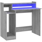 Maison Chic Pisalna miza - pisarniška miza - Računalniška miza z LED lučkami siva sonoma 97x45x90 cm inž. les, (21785718) | Shoptok.si