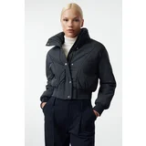 Trendyol Navy Blue Oversize Rib Detailed Water Repellent Quilted Puffer Jacket