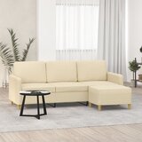 vidaXL Kavč trosed s stolčkom za noge krem 180 cm blago Cene