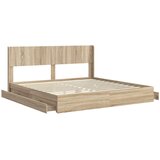  Krevetna konstrukcija s pohranom i uzglavljem Hrast sonoma Smeđa 180 x 200 cm | Shoptok.si