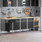 vidaXL Set od 5 Crna, Siva Čelik, drvo Veliki Podesiva visina Cijene