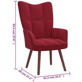  Stol za sproščanje vinsko rdeč žamet, (20935249) | Shoptok.si