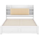 Lumor Dvoposteljna postelja 160x200 cm – 4 predali – shranjevalni prostori v vzglavju – bela, (22151333) | Shoptok.si