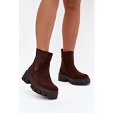 Boto Women's ankle boots with lining with zipper eco suede chocolate Fivienne | shoptok.hr