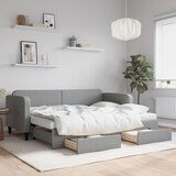 vidaXL Izvlečna dnevna postelja s predali svetlo siva 80x200 cm blago | Shoptok.si