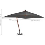  Konzolni vrtni suncobran s drvenim stupom 400 x 300 cm antracit | Eponuda.ba