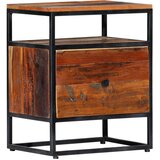  Noćni ormarić 40x30x50 cm od masivnog obnovljenog drva i čelika | shoptok.hr