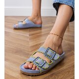 D/CEO Blue flip-flops with buckles and embroidery on straps Kim | Shoptok.si