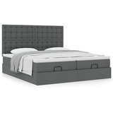 vidaXL Otomanski posteljni okvir z vzmetnicami siv 200x200 cm blago | Shoptok.si