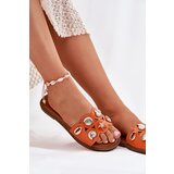 Boto Women's Flat Sandals With Golden Pins Orange Nalothiel | shoptok.hr