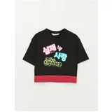 LC Waikiki Crew Neck K-pop Printed Short Sleeve Cotton Girls' T-Shirt