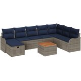 vidaXL Vrtna sedežna garnitura z blazino 9 pcs Siva Poly ratan, (5000020979) | Shoptok.si