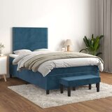 Box spring postelja z vzmetnico temno modra 120x200 cm žamet Cene