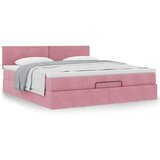 vidaXL Otomanski posteljni okvir z vzmetnico roza 180x200cm žamet | Shoptok.si