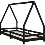  Otroški posteljni okvir črn 80x200 cm trdna borovina, (20916940) | Shoptok.si