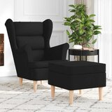 vidaXL Fotelja od tkanine s tabureom crna | shoptok.hr