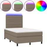  s oprugama i madracem LED smeđesivi 120x190cm od tkanine | shoptok.hr