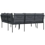  Set vrtnih sofa s jastucima crni od čelika i tekstilena | shoptok.hr