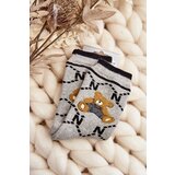 Aura.via Warm Cotton Socks With Bear Grey | shoptok.hr