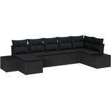 vidaXL set vrtnih kavčev 7-delni Črn Poli ratan, poliester blazine | Shoptok.si