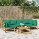 The Living Store Vrtna sedežna garnitura 7-delna z zelenimi blazinami bambus - Vrtna Sedežna Garnitura, (21464579) | Shoptok.si
