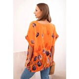 Kesi Włoski Women's cotton shirt with a floral pattern orange | shoptok.hr