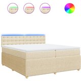 vidaXL Box spring postelja z vzmetnico krem 200x200 cm blago, (21309597) | Shoptok.si