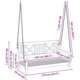 vidaXL Klop za swinging za 2 osebi 110x56x58 cm iz trdnega akacijevega lesa | Shoptok.si