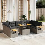  10-dijelni set vrtnih sofa od poliratana s jastucima sivi | shoptok.hr