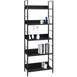Maison Chic Knjižna omara - Knjižna polica - Knjižni regal 5-nadstropna črna 60x27,6x158,5 cm inž. les, (21723374) Cene