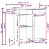  Kuhinjska Kolica s Kotačima Prirodna 90 5 x 36 x 86 5 cm Bambus | shoptok.hr