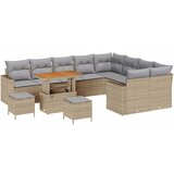  Vrtna garnitura - 12-dijelni set vrtnih sofa s jastučićima bež poli ratan akacije 3-dijelni set vrtne blagovaonice s jastučićim | shoptok.hr
