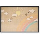  Slika - Holiday Sky - Sunny Day with a Rainbow and Flying Birds 90x60 U crnom drvenom okviru | shoptok.hr